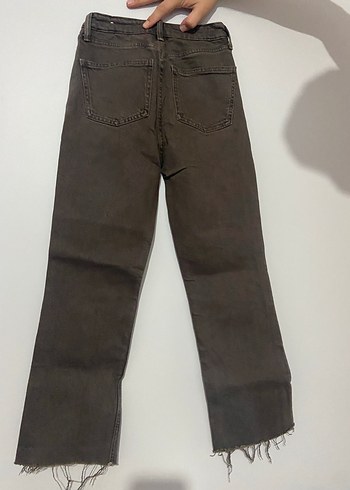 Zara Gri Kadın Denim Pantolon Midi Boy Regular Fit