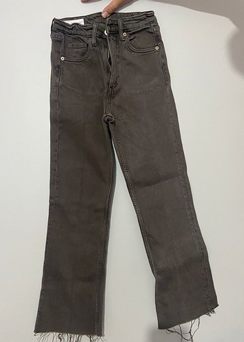 Gri Kadın Denim Pantolon Midi Boy Regular Fit