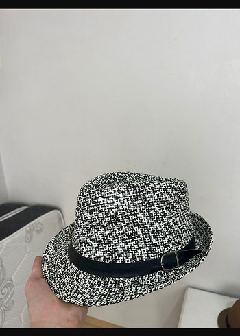 Beyaz Gri Örgü Desenli unisex Şapka