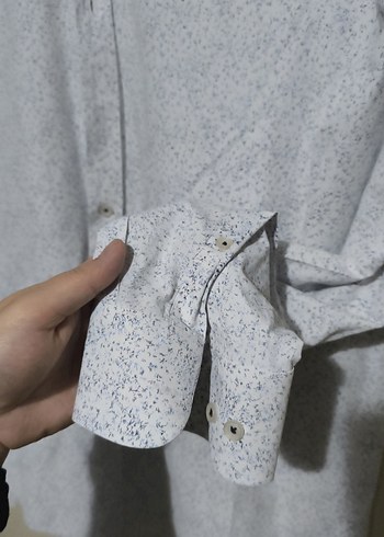 Mavi Gri Pamuklu Uzun Kollu Erkek Gömlek - Görsel 3