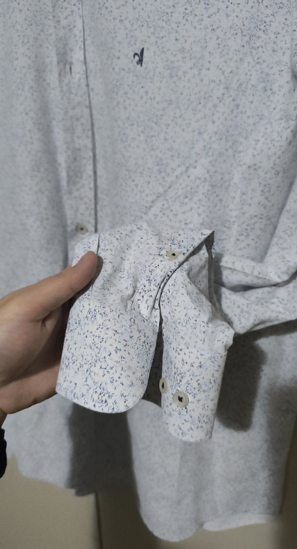 Mavi Gri Pamuklu Uzun Kollu Erkek Gömlek - Görsel 3