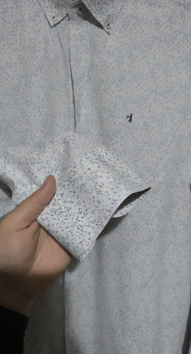 Mavi Gri Pamuklu Uzun Kollu Erkek Gömlek - Görsel 2