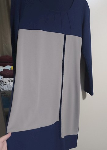 Gri Mavi Piliseli Uzun Kollu Midi elbise - Görsel 5