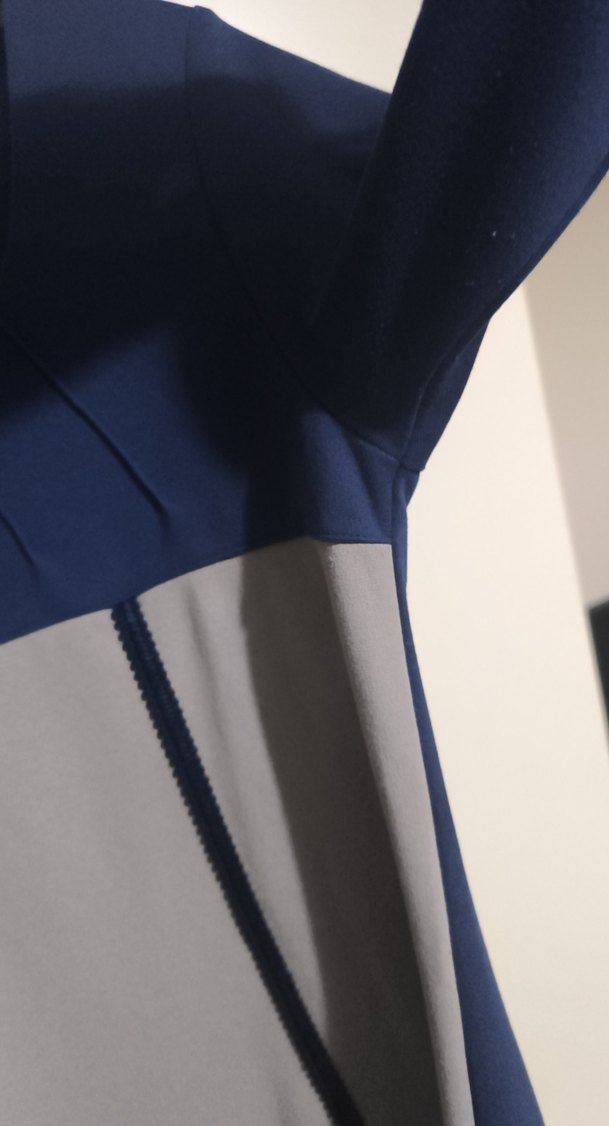 Gri Mavi Piliseli Uzun Kollu Midi elbise - Görsel 4