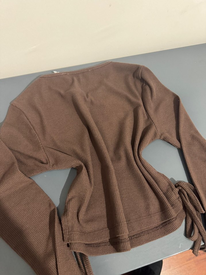 Koton Kahverengi Baskılı Uzun Kollu Crop - Görsel 2