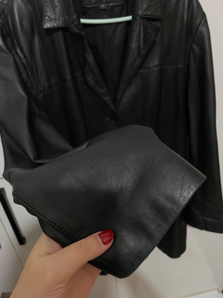 Uzun Deri Ceket - Görsel 5