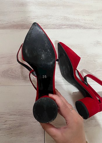 Kırmızı Süet Topuklu Ayakkabı - Görsel 6