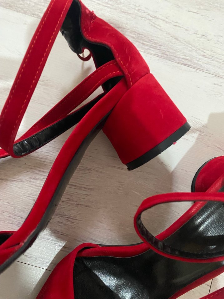 Kırmızı Süet Topuklu Ayakkabı - Görsel 5