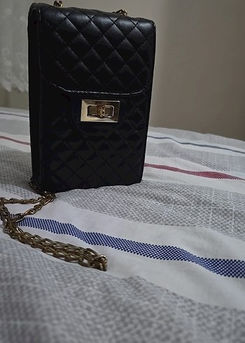 Zincir Detaylı Siyah Deri Kadın Çanta - Görsel 2