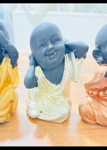 Altın ve Bronz Renkli Üçlü Siyah Figürin Seti - Görsel 4