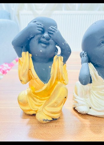 Altın ve Bronz Renkli Üçlü Siyah Figürin Seti - Görsel 3