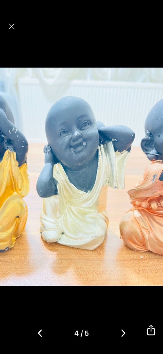 Altın ve Bronz Renkli Üçlü Siyah Figürin Seti - Görsel 4