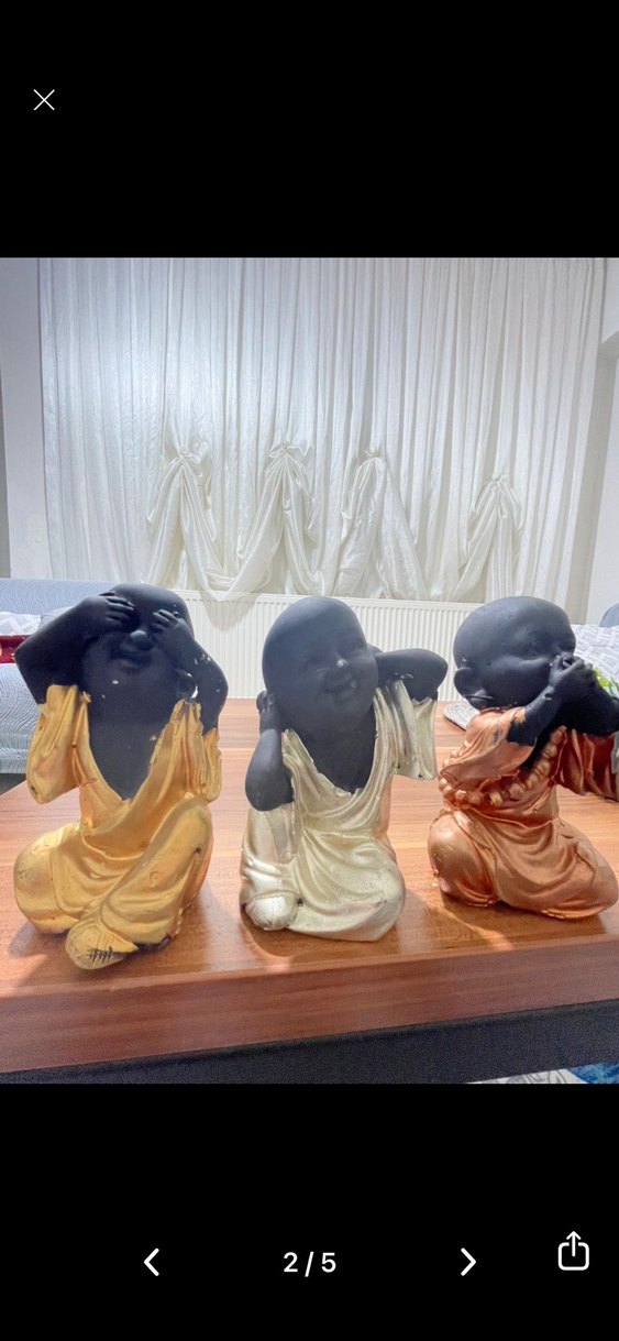 Altın ve Bronz Renkli Üçlü Siyah Figürin Seti - Görsel 2