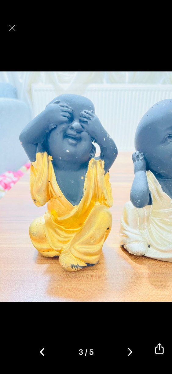 Altın ve Bronz Renkli Üçlü Siyah Figürin Seti - Görsel 3