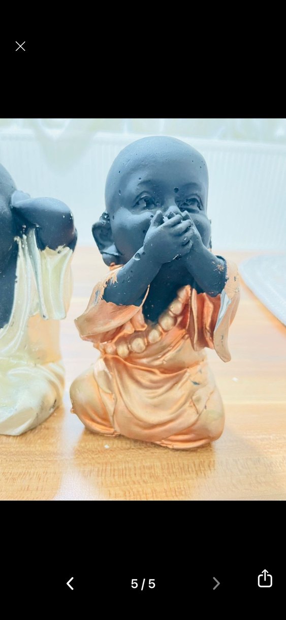 Altın ve Bronz Renkli Üçlü Siyah Figürin Seti - Görsel 5