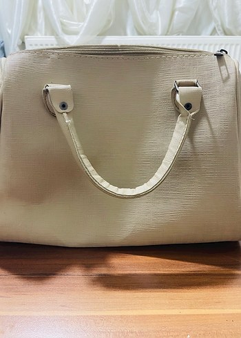 Bej Deri Kadın Çanta Fermuarlı - Görsel 3