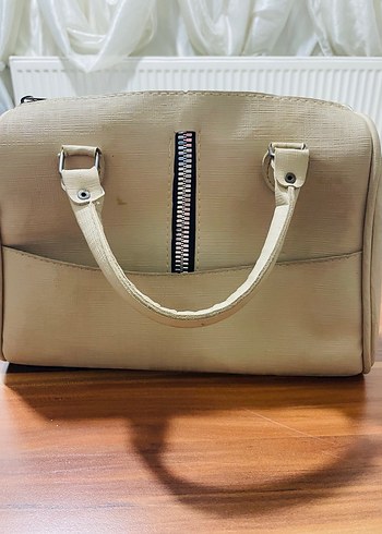 Bej Deri Kadın Çanta Fermuarlı - Görsel 2