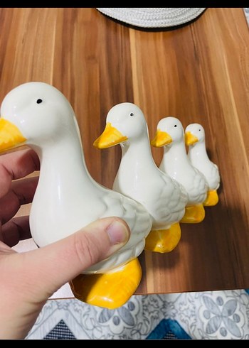 Beyaz Seramik Ördek Figürleri - Görsel 2
