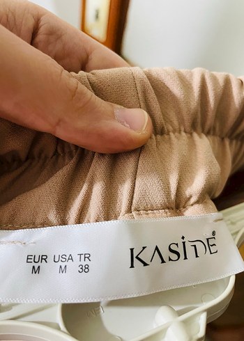 Bej Midi Keten Kadın Kumaş Pantolon - Görsel 2