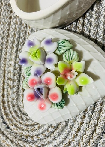 Çiçekli Boncuklu vintage takı kutusu - Görsel 3