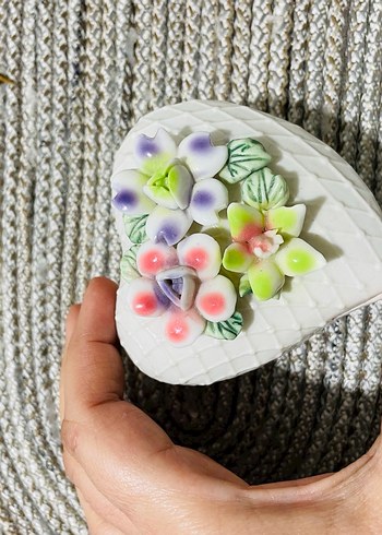 Çiçekli Boncuklu vintage takı kutusu - Görsel 4