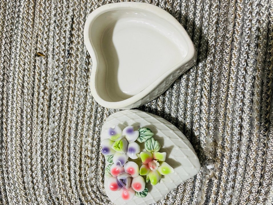 Çiçekli Boncuklu vintage takı kutusu - Görsel 2