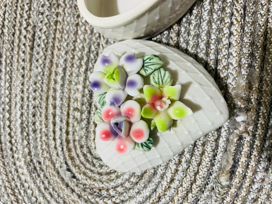 Çiçekli Boncuklu vintage takı kutusu - Görsel 3