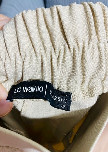 Bej Midi Kumaş Kadın Pantolon - Görsel 2