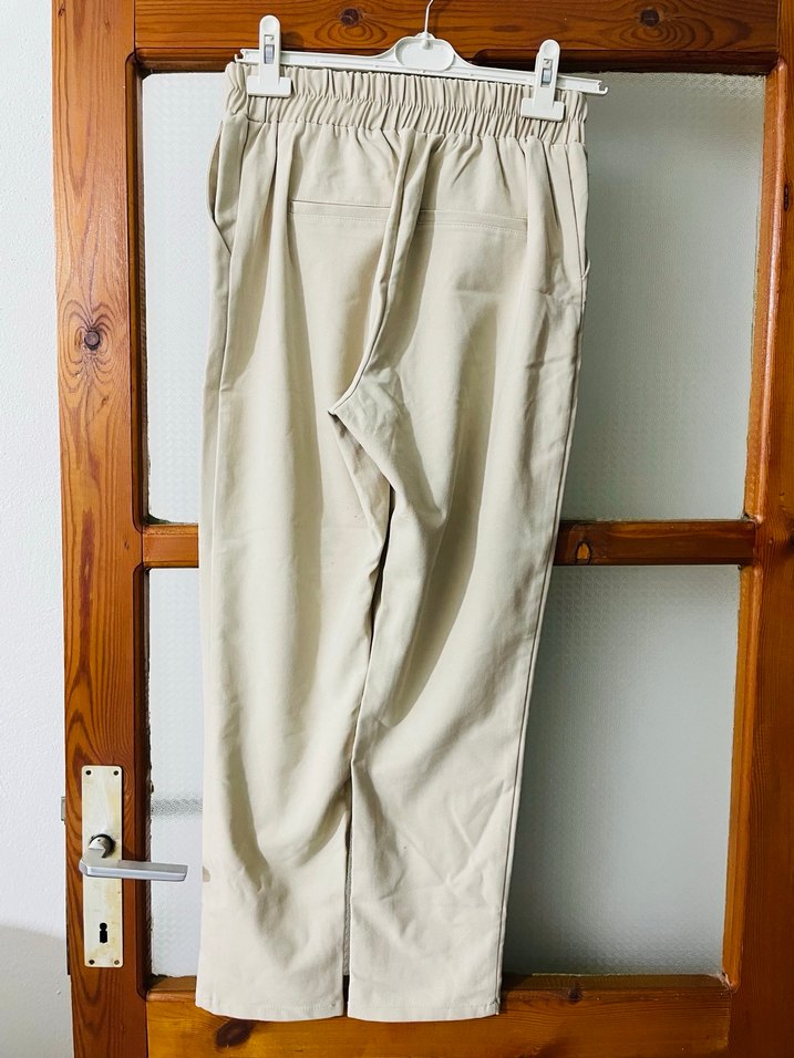 Bej Midi Kumaş Kadın Pantolon - Görsel 3