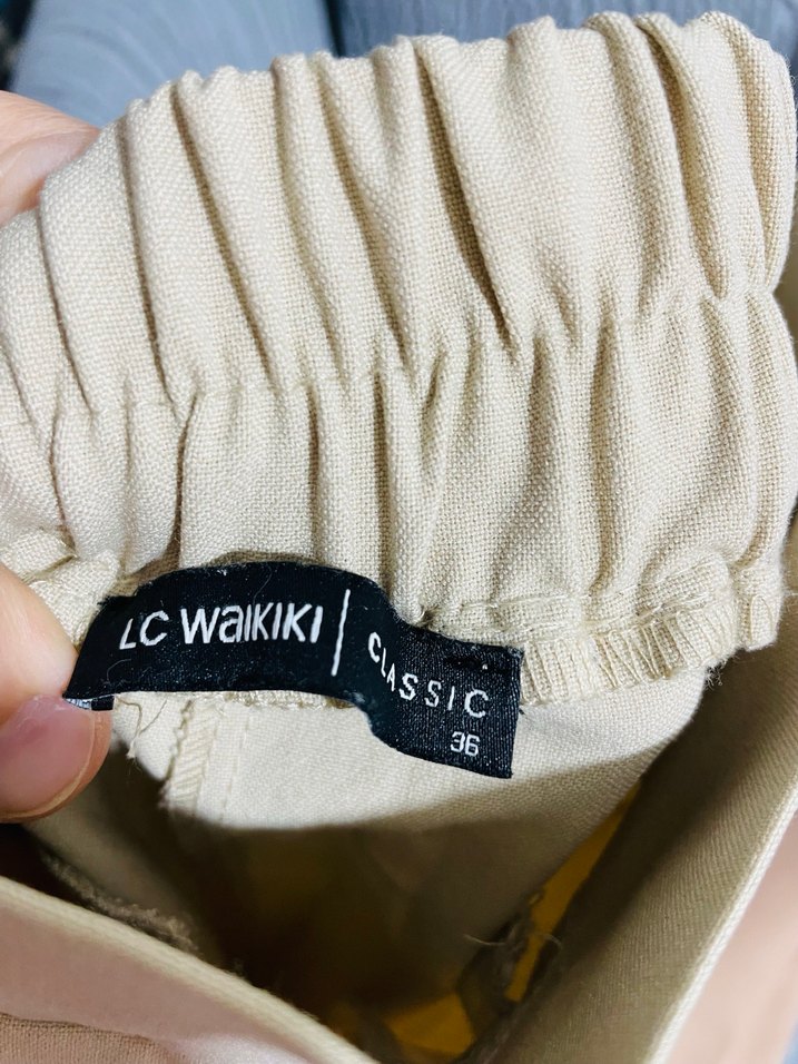 Bej Midi Kumaş Kadın Pantolon - Görsel 2