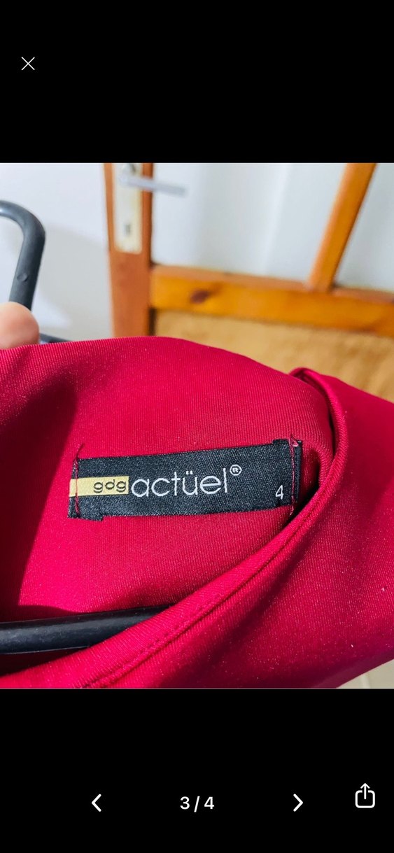 Kırmızı Midi Kolsuz V Yaka Elbise - Görsel 3