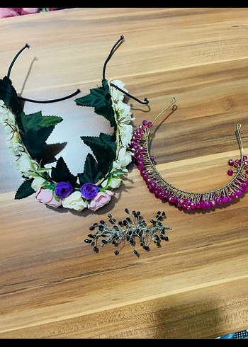 3 parça gelin tacı, kına tacı ve toka - Görsel 4