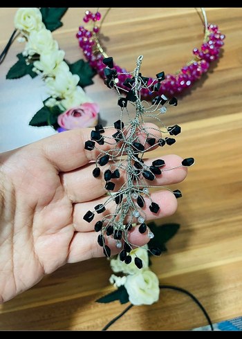 3 parça gelin tacı, kına tacı ve toka - Görsel 3