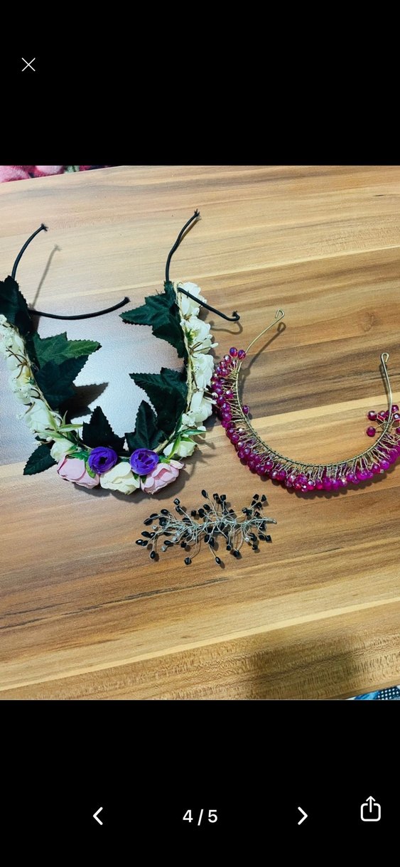 3 parça gelin tacı, kına tacı ve toka - Görsel 4