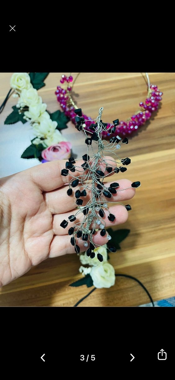 3 parça gelin tacı, kına tacı ve toka - Görsel 3