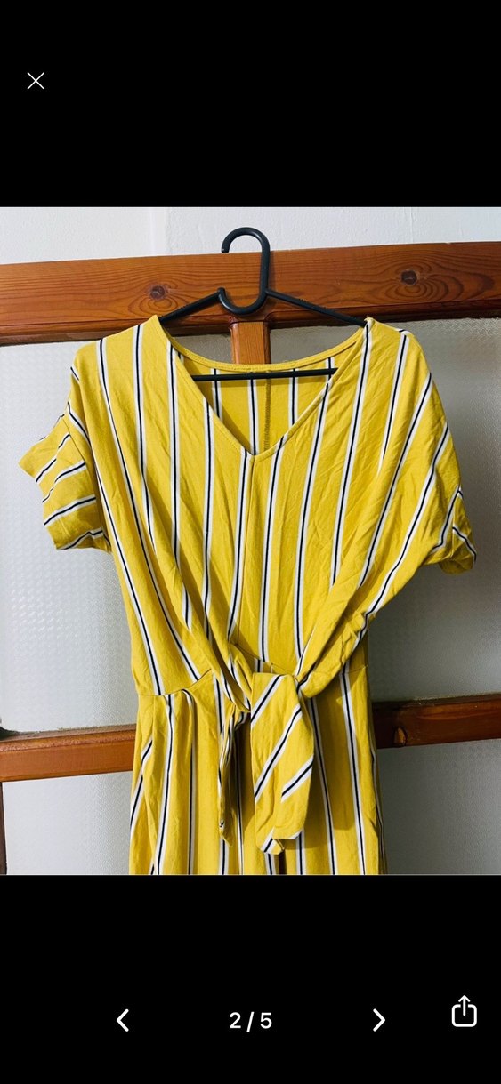 Sarı Çizgili Kadın Uzun Tulum - Görsel 2