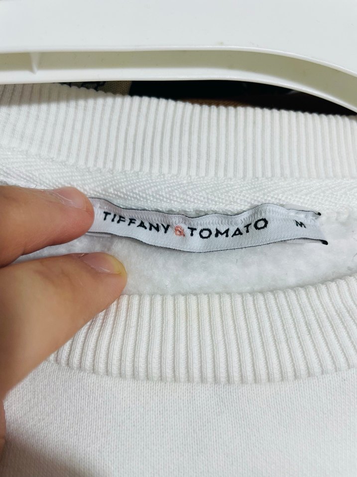 Beyaz Oversize Kadın Sweatshirt - Görsel 4