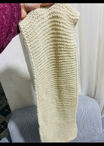 Beyaz Örgü Kadın Boyunluk - Görsel 2