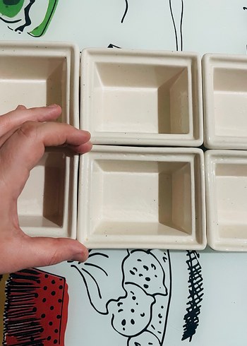 Bej Renkli 6'lı Dikdörtgen Saklama Kabı Seti - Görsel 4