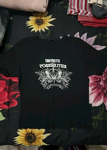 Siyah desenli Crop