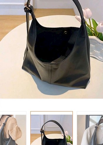 Siyah Suni Deri Kadın Omuz Çantası - Görsel 3