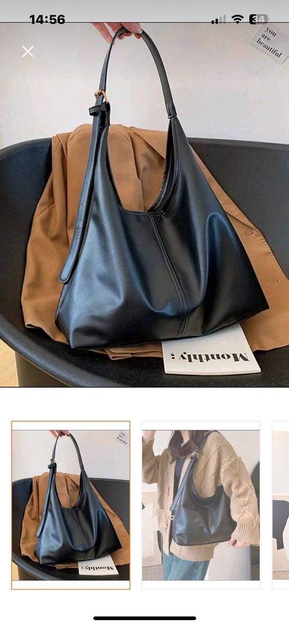 Siyah Suni Deri Kadın Omuz Çantası - Görsel 2