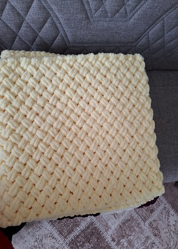 Bordo ve Beyaz Örgü Çocuk Battaniyesi - Görsel 10