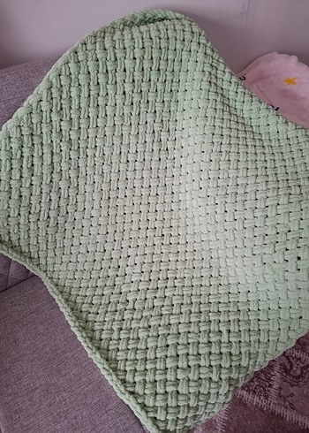 Bordo ve Beyaz Örgü Çocuk Battaniyesi - Görsel 5