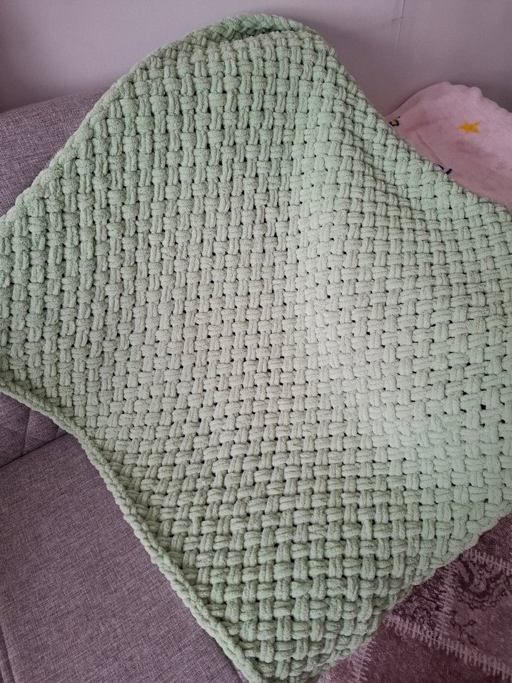 Bordo ve Beyaz Örgü Çocuk Battaniyesi - Görsel 5