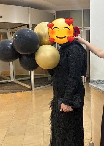 46 Beden siyah Renk Uzun Siyah Püsküllü Gotik Elbise