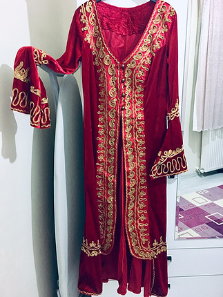 36 Beden kırmızı Renk Kına gecelerinin vazgeçilmezi Kırmızı bindallı kaftan 36 beden