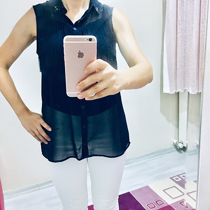LC Waikiki LCW lacivert şifon gömlek bluz s/m beden
