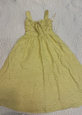 34 Beden Sarı Pilili Uzun Kadın Yargıcı Elbise