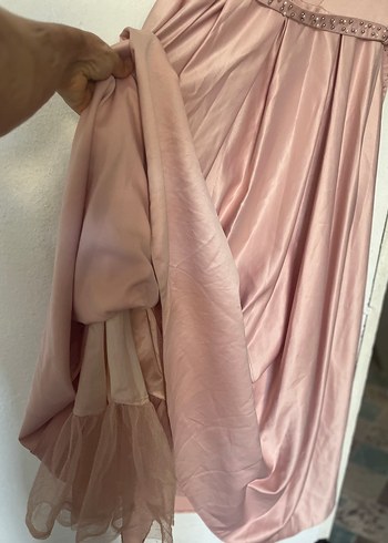 Pembe tesettür Abiye Elbise - Görsel 3